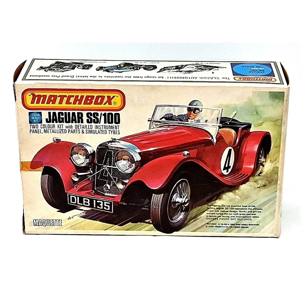 Vintage Matchbox Maquette 1:32 PK-304 JAGUAR SS/100 PARFAITEMENT  Emballage 1977